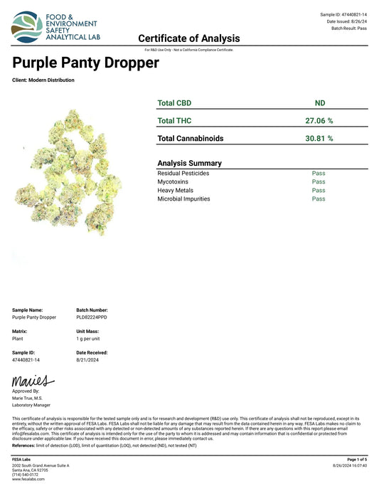 PURPLE PANTY DROPPER WHOLE FLOWER PRE-ROLL 1.5Gx2